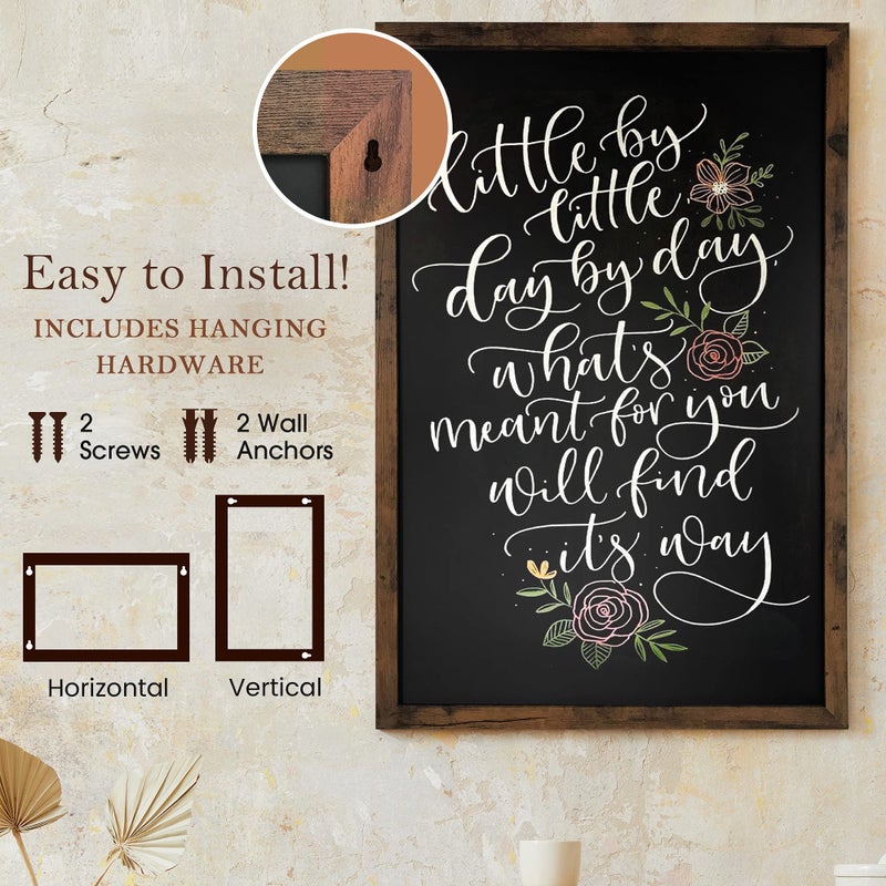 Loddie Doddie Magnetic Chalkboard & Magnet Board - 24 x 36in Rustic Wood Frame - Stain-Resistant Chalkboard Signs - Magnetic Photo & Note Display Board - Easy-Hang Wall Decor & Chalk Calendar - Image 5